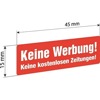 6 Keine Werbung Einleger 45x15mm z.B. für Knobloch Briefkastenanlage - Gegen Briefkasten-Werbung