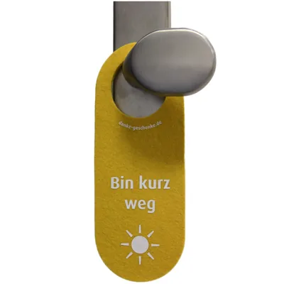 immi 1 St. Filz Türhänger Gelb, Bin kurz weg/Schönen Tag, Sonne, dicker Wollfilz