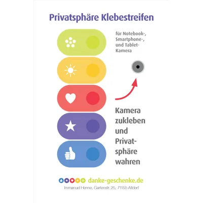 immi 10 St. Bunte Privatsphäre Klebestreifen. Kamera abkleben, für Smartphones, Notebooks, Tablets - Kleines Dankeschön Geschenk