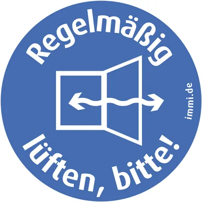 immi 10 St. Kleiner Dezenter Regelmäßig lüften bitte Aufkleber 45mm, wieder abl.