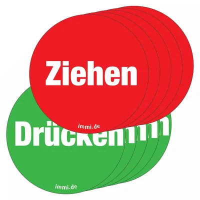 immi 10 St. Ziehen-Drücken Aufkleber je 5x, wieder ablösbar, f. Ein- und Ausgang