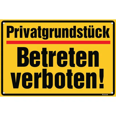 immi 1St. Privatgrundstück - Betreten verboten, Schild (gelb), Hartschaum, 30x20cm