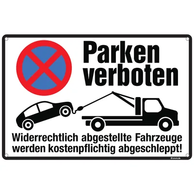 immi 1St. Privatparkplatz Schild (weiß) - modern, Parken verboten, Hartschaum, 30x20cm