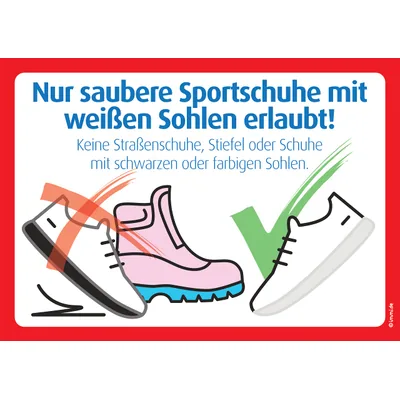 immi 1x Nur saubere Sportschuhe mit weißen Sohlen erlaubt. Aufkleber Folie, A4