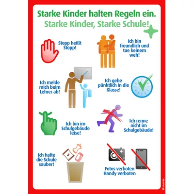 immi 1x Schulschild Aufkleber - Schulregeln (A4)