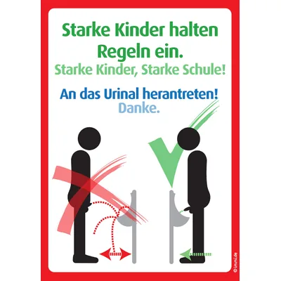 immi 1x Schulschild laminiert - An das Urinal herantreten (A4)