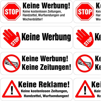 immi 2x5St. Keine Werbung Aufkleber Mix, matt (kein Spiegeln), 2x5Motive