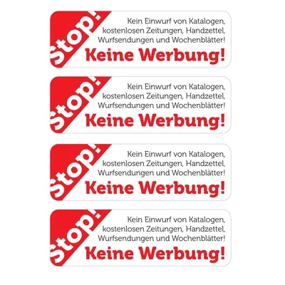 immi 4 St. Extra große Keine Werbung Aufkleber, Stop Briefkastenwerbung