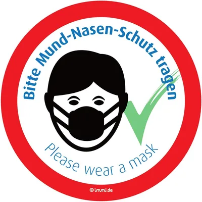 immi 4x Aufkleber Maske tragen - Pls. wear a mask, 95mmØ