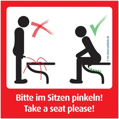immi 4x Bitte im Sitzen pinkeln Aufkleber. Saubere Toilette. Version B. 9,8 cm
