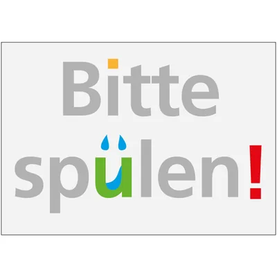 immi 4x Bitte spülen nicht vergessen. Aufkleber für Pissoir und öffentliches WC