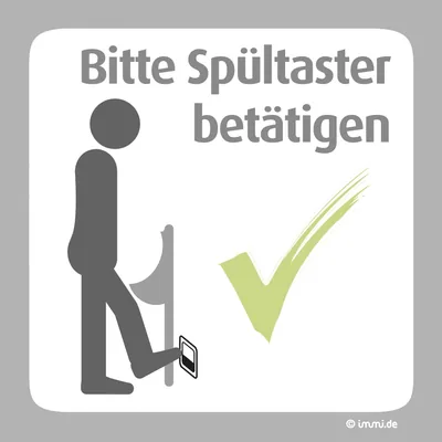 immi 4x Bitte Spültaster betätigen Aufkleber XXL (quadr, 148 mm)