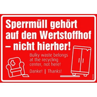 immi 4x Hausmeister Aufkleber (Sperrmüll zum Wertstoffhof) Din A4