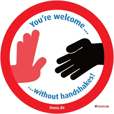 immi 4x Kein Händeschütteln (engl.) You're welcome without handshakes. No shaking hands, 95mmØ