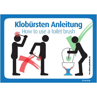 immi 4x Klobürste Gebrauchsanleitung Aufkleber, Klobürste nutzen, lustig, A6