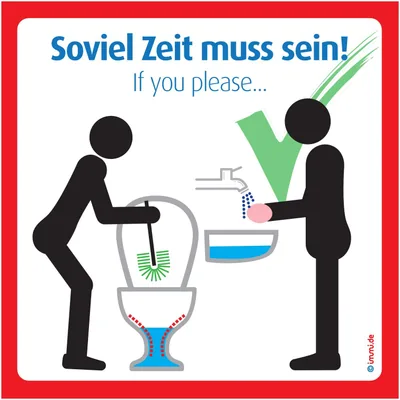immi 4x Klobürste nutzen, Hände waschen Aufkleber, Saubere Toilette modern. 9,8cm