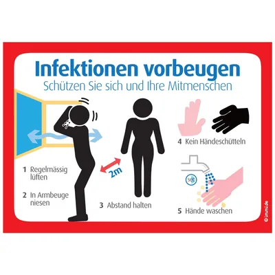 immi 4x Piktogramm Infektionen vorbeugen, Hygiene einhalten A6 Aufkleber für Badezimmer