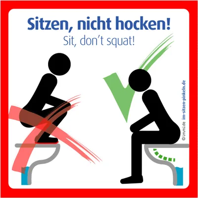 immi 4x Sitzen, nicht hocken, Sitzen pinkeln, Modernes Saubere Toilette Schild