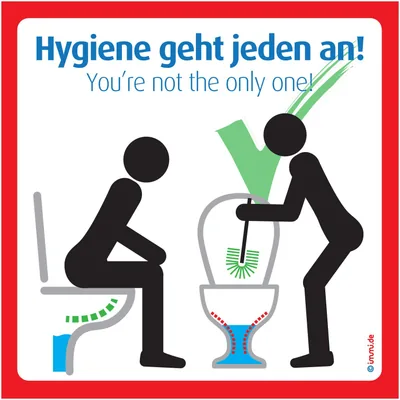 immi 4x Sitzen pinkeln, Klobürste nutzen, Moderner Hygiene Aufkleber, 9,8cm