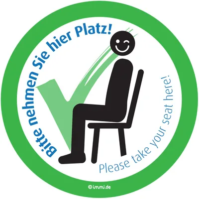 immi 4x Sitzplatz-Markierung Aufkleber (leicht ablösbar) - Bitte nehmen Sie hier Platz, 95mmØ