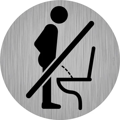 immi 4x Toilettenschild Nicht im Stehen pinkeln 95mmØ, rund, Edelstahl-Optik