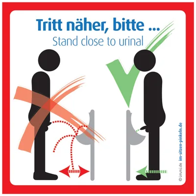 immi 4x Tritt näher, bitte, Pissoir Aufkleber, Urinal Schild, 9,8 cm