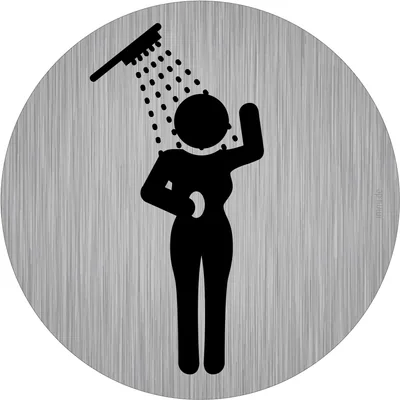 immi 4x Türschild Frauen-Dusche, Duschraum für Damen, 95mmØ, rund, Edelstahl-Opt