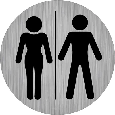 immi 4x Türschild WC-Allgemein, WC-Männchen, 9,5cm Ø, rund, Edelstahl-Optik