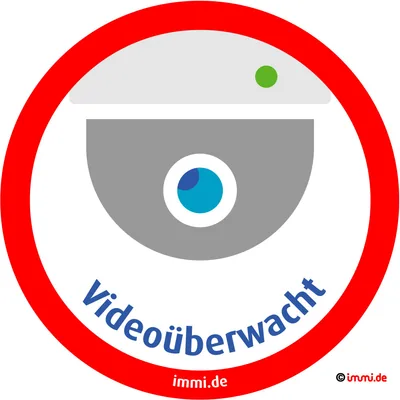 immi 4x Videoüberwachung Aufkleber, Videoüberwachter Raum, 95mmØ
