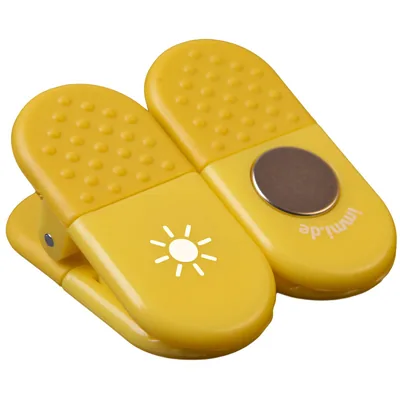 immi 5 Küchen Tütenklammern BZW.Magnet-Clips in Gelb mit Sonne als Danke-Zeichen