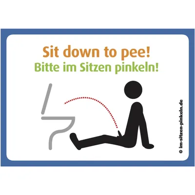 immi 6x Sitzen pinkeln Spaß-Aufkleber A7 (klein), für Kundentoilette,Gäste-WC,Bad