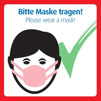 immi 8x Aufkleber Maske tragen - Pls. wear a mask (quadr, 98mm)
