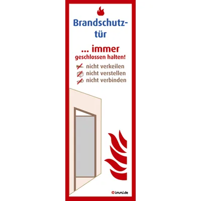 immi 8x Brandschutztür Türrahmen Aufkleber, Brandschutz-Schild 51x148mm