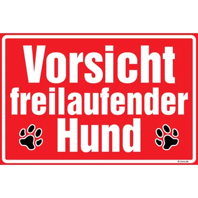 immi Hinweis Schild (Freilaufender Hund) Hartschaum, 30x20cm