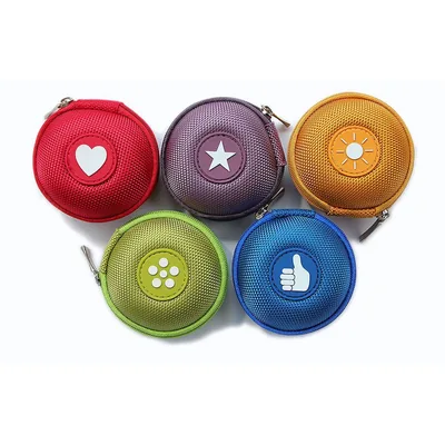 immi Mini-Etuis-Set, 5 Täschchen/Farben/Zeichen, 7cmØ, kleine Ohrhörer Taschen