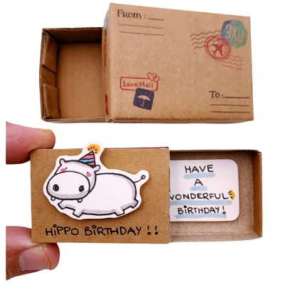 immi Mini Überraschung, kleines Geburtstags-Geschenk in der Box (Geburtstag/Hippo)
