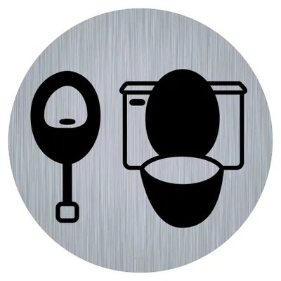 immi Piktogramm Aufkleber, Edelstahl-Optik, 9,5cmØ (Pissoir and toilet)