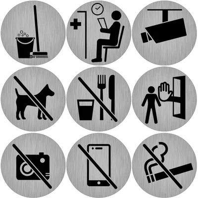 immi Türschilder-Set, 9 Piktogramme für Firmen, Kliniken und Praxen, etc. 95mmØ