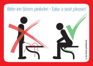 Bitte im Sitzen Pinkeln Original-Aufkleber von immi.de (Affinity)