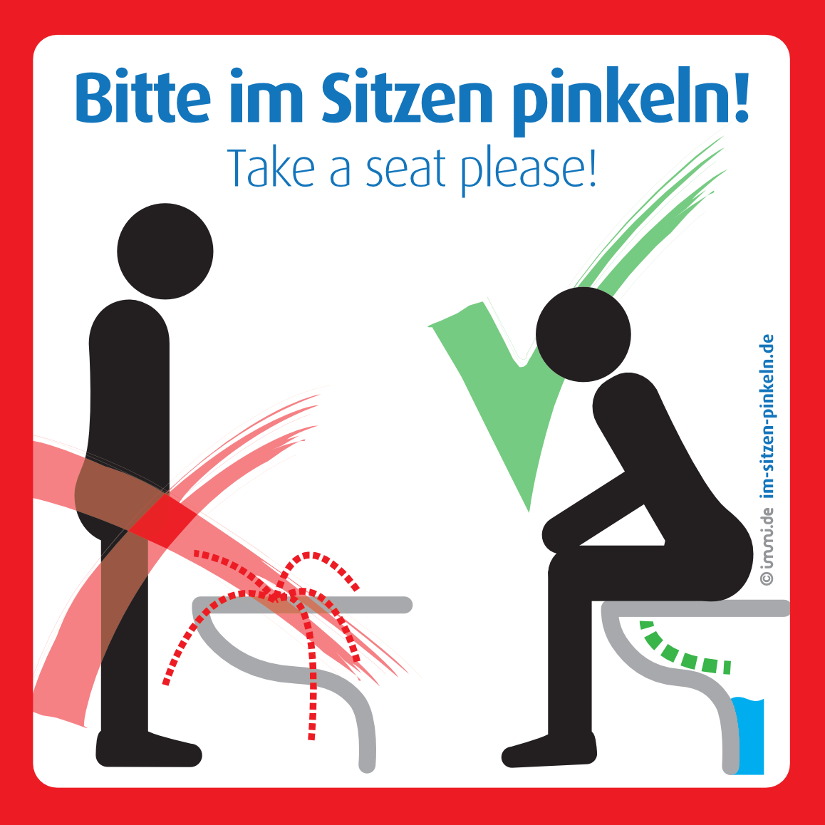 Bitte im Sitzen pinkeln Aufkleber