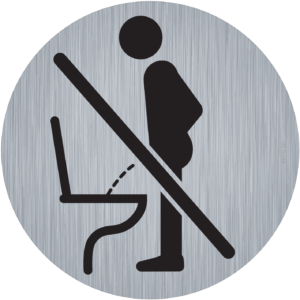 immi Toilette - Bitte im Sitzen pinkeln, Nicht im Stehen pinkeln 9,5cm Ø, rund, Edelstahl-Optik